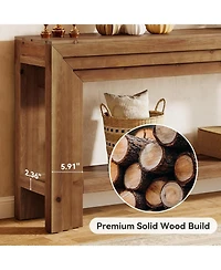 Tribesigns Solid Wood Console Table, 63-Inch Entryway Table with Storage Shelf