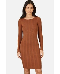 Yumi Women's Fitted Button-Detail Shimmery Midi Dress
