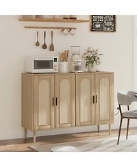 gaomon Sideboard Buffet Cabinet with Rattan Doors, Storage Credenza with Shelves, Modern Accent Coffee Bar Cabinet for Dining Room