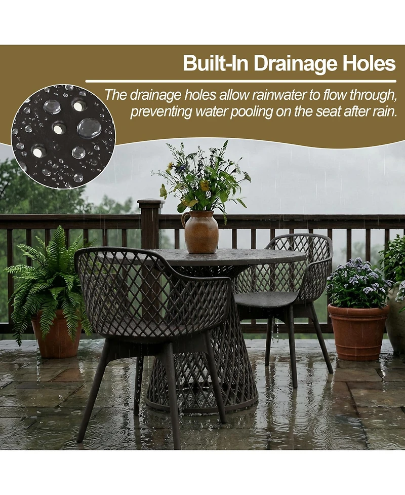 Aoodor Modern Dining Chairs Set of 4, Weather-Resistant Plastic Cafe with Ergonomic Back and Non-Slip Pad, Suitable for Patio, Restaurant