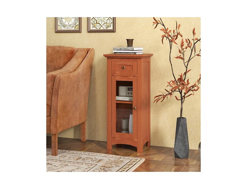 Slickblue Freestanding Bathroom Cabinet with Glass Door Storage