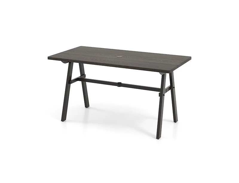 Slickblue Garden Outdoor Dining Table Seats 6 with Umbrella Hole