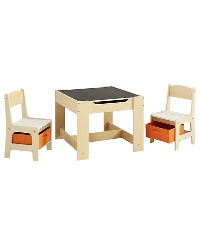 Slickblue Kids Table and 2 Chairs Set with Under Table Storage