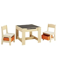 Slickblue Kids Table and 2 Chairs Set with Under Table Storage