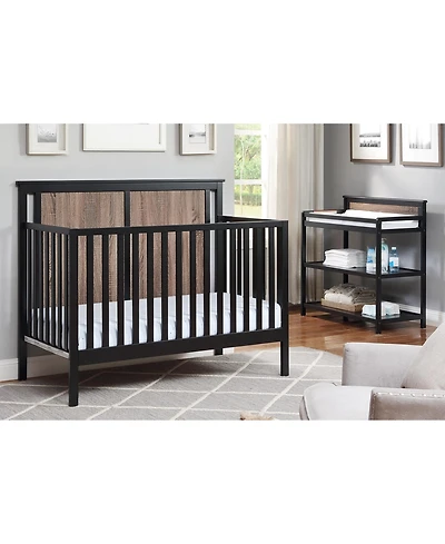 Flynama Vintage Walnut 4in1 Convertible Crib Dual Tone Finish Durable Construction Three Adjustable Mattress Heights for Baby Nursery
