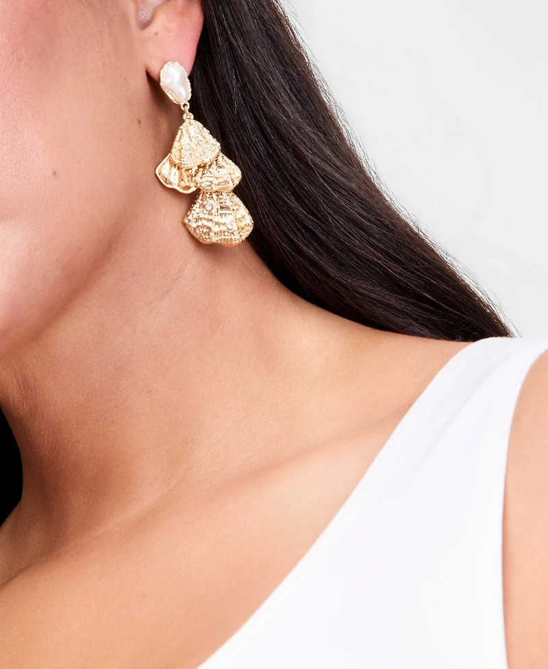I.n.c. International Concepts Pave Shell & Imitation Pearl Shaky Drop Earrings, Macy's Exclusive