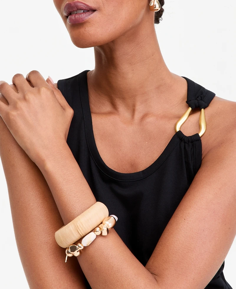 I.n.c. International Concepts 2-Pc Set Raffia & Beaded Stretch Bracelets, Macy's Exclusive