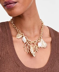 I.n.c. International Concepts Pave & Imitation Pearl Sealife Charm Statement Necklace, 16" + 3" extender, Macy's Exclusive