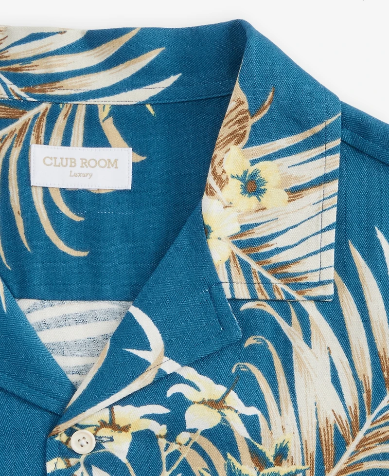 Club Room Men's Viva Floral Silk-Blend Short Sleeve Shirt, Macy's Exclusive - Print