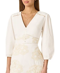 Adrianna Women's Embroidered V-Neck Mini Dress