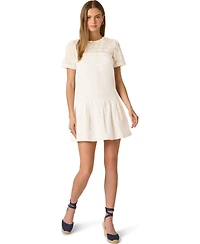 Adrianna Women's Illusion Embroidered Short-Sleeve Shift Dress