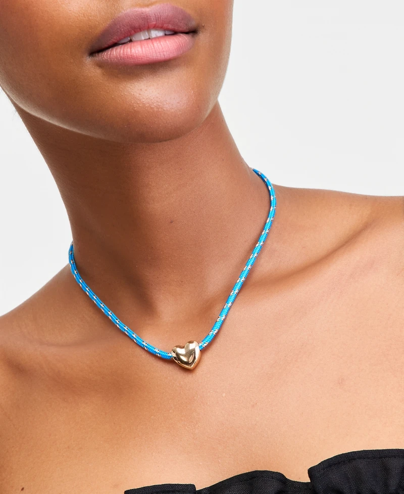 On 34th 2-Pc. Set Heart Cord Pendant Necklace & Chain Collar Necklace, Macy's Exclusive