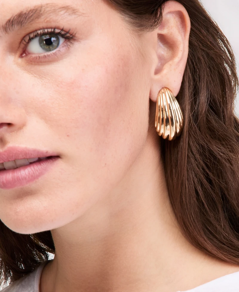 On 34th Textured J-Hoop Earrings