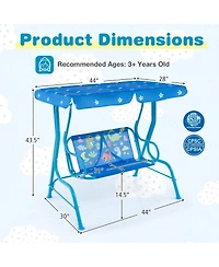 Hongge 2 Seaters Kids Patio Swing with Metal Stand and Adjustable Canopy