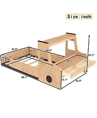 Streamdale Furniture Twin Size Car-Shape Floor Bed with Storage Drawers and Desk