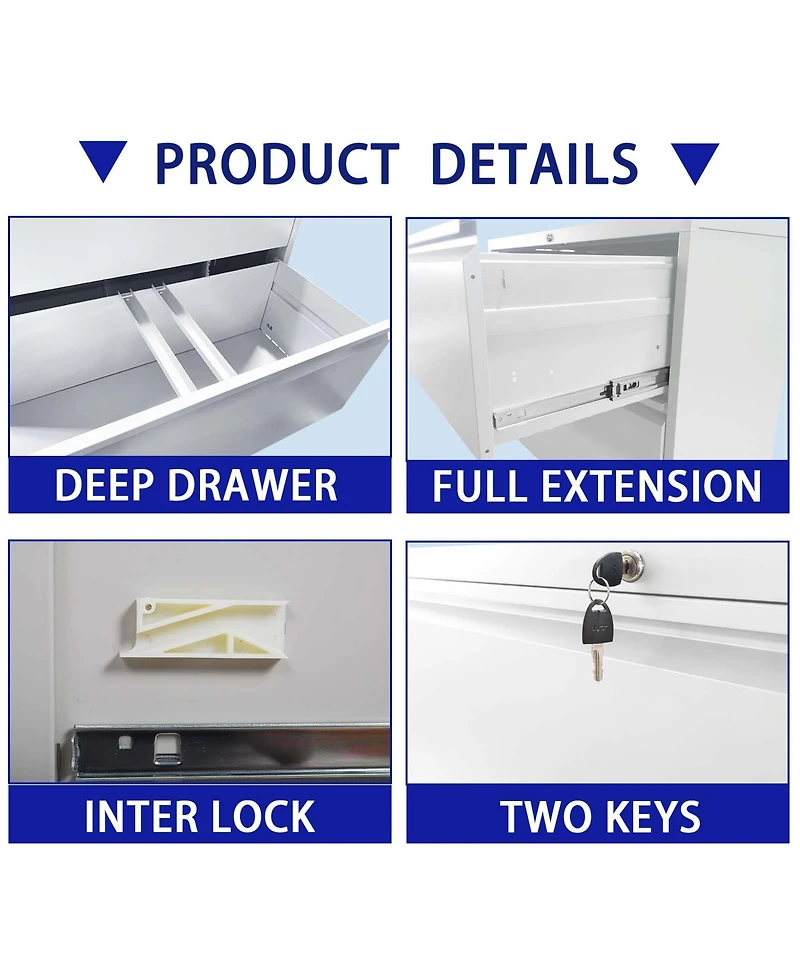 Streamdale Furniture 5-Drawer Lockable Lateral File Cabinet for Home/Office