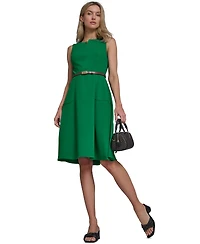 Calvin Klein Women's V-Neck Belted Midi Dress