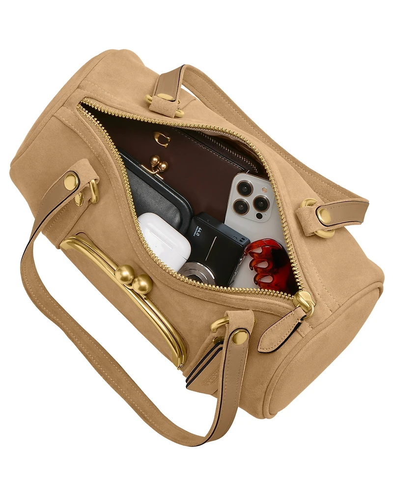 Coach Originals Barrel Medium Suede Kisslock Slim Shoulder Bag