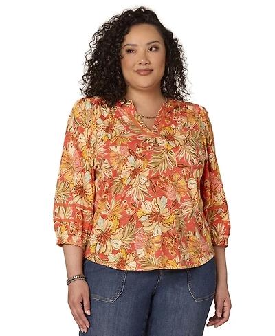 Democracy Plus V-Neck Half-Placket Top