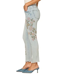 Democracy Petite Floral Embroidered Skimmer Jeans