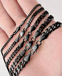 Rhona Sutton Men's Black Plated Stainless Steel Miami Cuban Chain Necklace