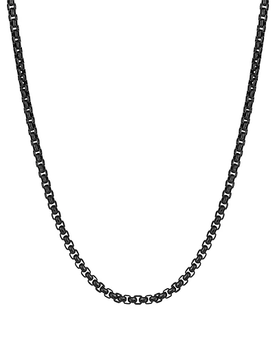 Rhona Sutton Men's Black Plated Stainless Steel Rolo Chain Necklace
