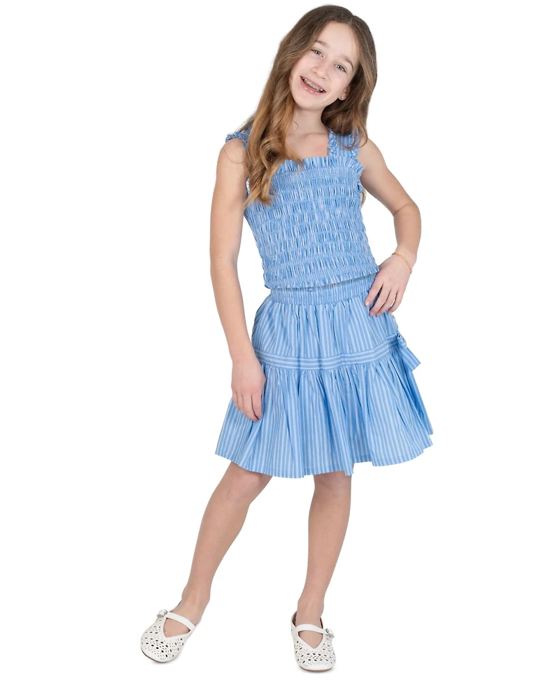 Tween Diva Girls' 7-16 Smocked Top With Ruffled Straps and Skort, 2 Piece Set