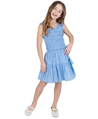 Tween Diva Girls' 7-16 Smocked Top With Ruffled Straps and Skort, 2 Piece Set