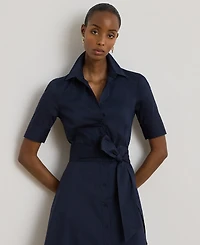 Lauren Ralph Women's Petite Belted Point Collar Shirtdress