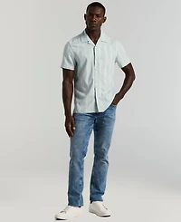 Perry Ellis Men's Short Sleeve Striped Button-Front Camp Shirt