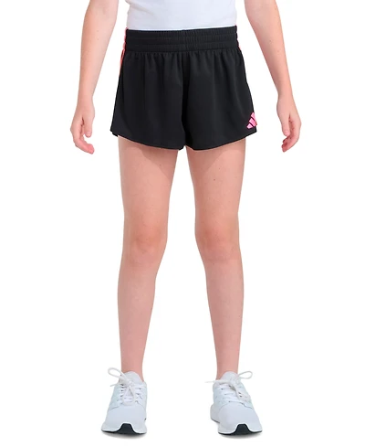 adidas Girls' 7-16 Elastic Waistband Gradient Three-Stripe Mesh Shorts