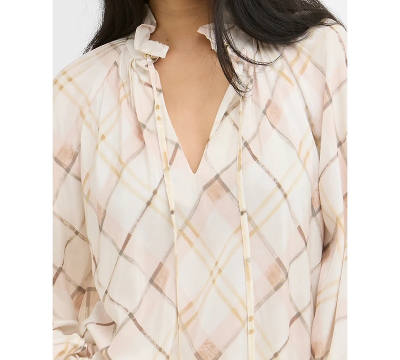 Barbour Women's Long-Sleeve Ruffle Tie-Neck Asker Top