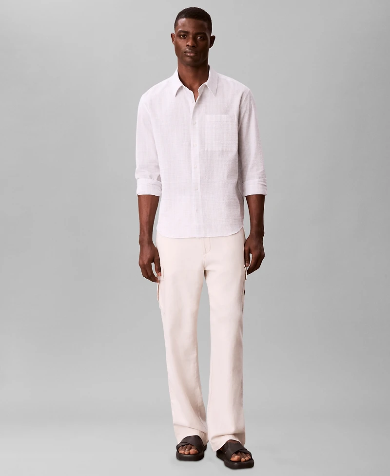 Calvin Klein Men's Long-Sleeve Crinkle Poplin Shirt