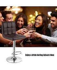 Set of 2 Bar Stools Pu Leather Adjustable Barstool Swivel