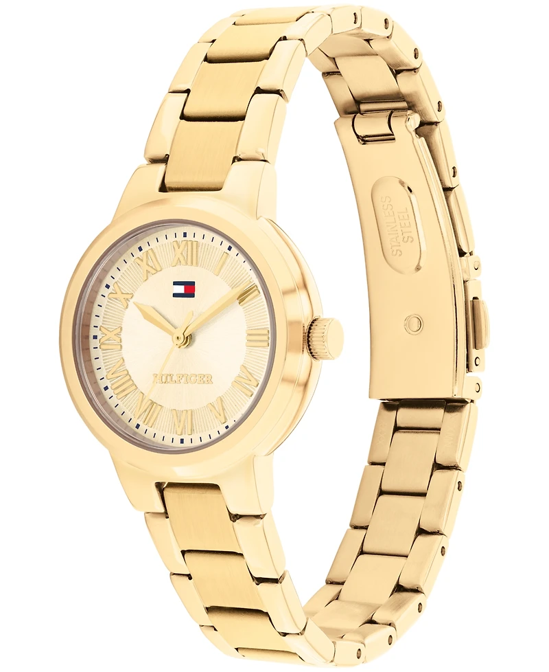 Tommy Hilfiger Women's Quartz Gold Tone Stainless Steel Bracelet Watch, 28mm