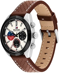 Tommy Hilfiger Men's Chronograph Brown Leather Strap Watch, 40mm