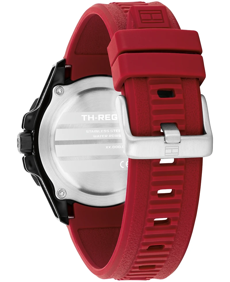 Tommy Hilfiger Men's Quartz Red Silicone Strap Watch, 40mm