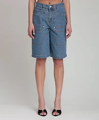 Avec Les Filles Women's Straight-Leg Denim Shorts