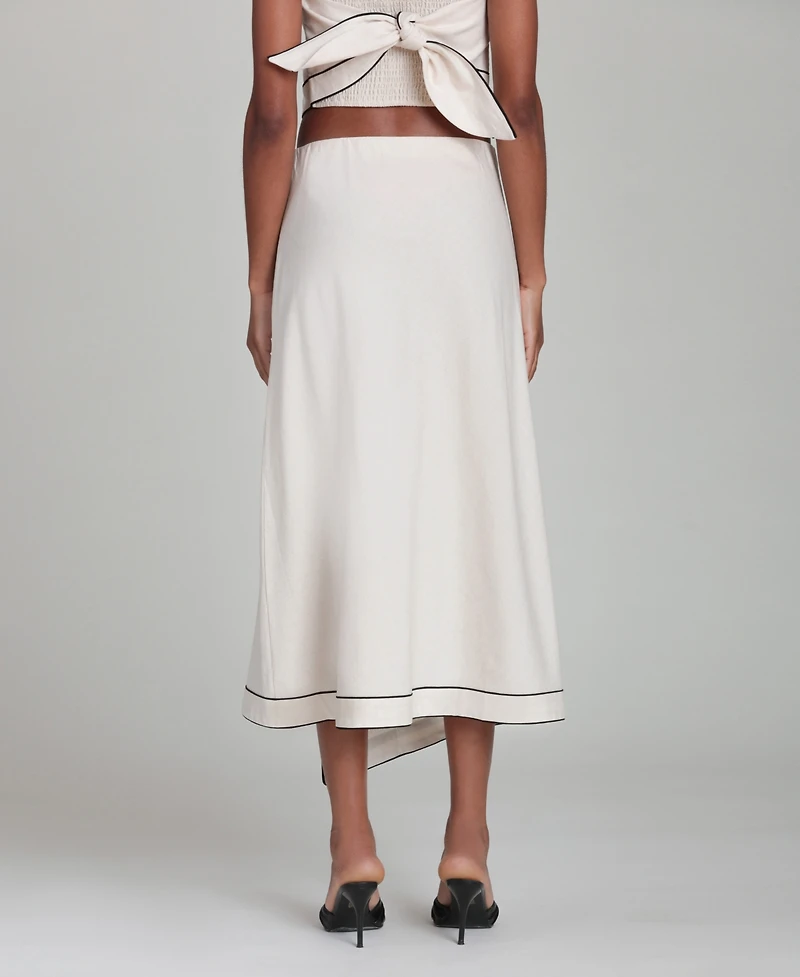 Avec Les Filles Women's Asymmetric Faux Wrap Midi Skirt