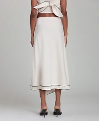 Avec Les Filles Women's Asymmetric Faux Wrap Midi Skirt