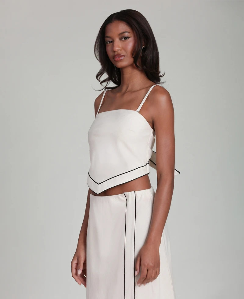 Avec Les Filles Women's Contrast-Trim Scarf Top