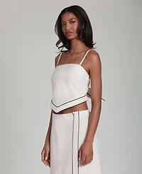 Avec Les Filles Women's Contrast-Trim Scarf Top