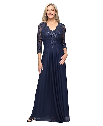 Alex Evenings Petite V-Neck A-Line Gown