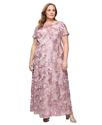 Alex Evenings Plus Sequinned Soutache Evening Gown
