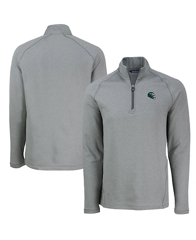 Cutter & Buck Men's Heather Gray Philadelphia Eagles Peshastin Eco Fleece Tri-Blend Raglan Quarter-Zip Jacket
