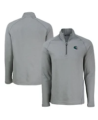 Cutter & Buck Men's Heather Gray Philadelphia Eagles Peshastin Eco Fleece Tri-Blend Raglan Quarter-Zip Jacket