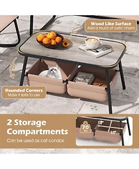 Costway 8 Pieces Patio Furniture Set with 4 Rocking Bistro Chairs 2-Tier Coffee Table
