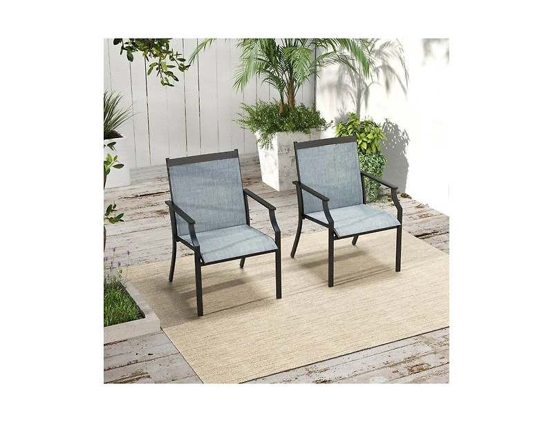 Slickblue 2-Piece Patio Dining Chair Set with Ventilated Seat and Metal Frame