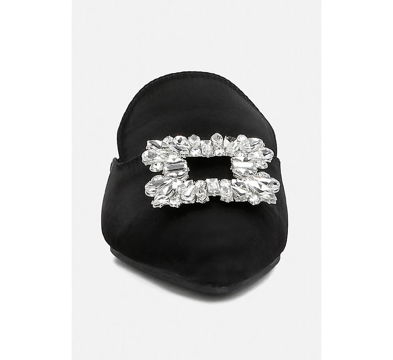 Perrine Womens Diamante Brooch Slip On Mules