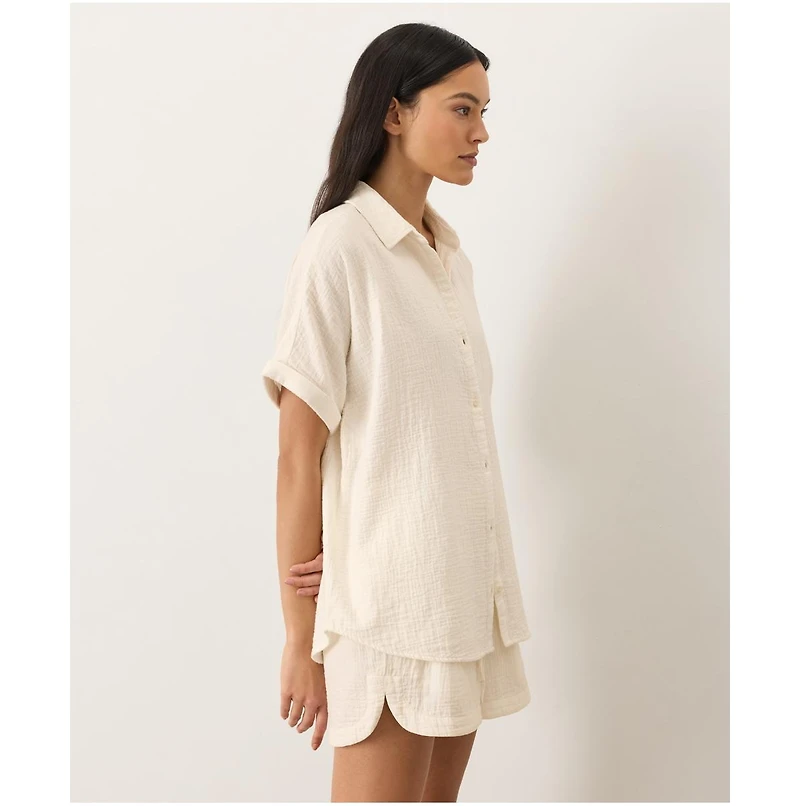 Pact Women's Organic Cotton Coastal Double Gauze Oversized Shirt